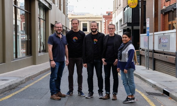 The Shifty Jelly team: L-R Simon Jacobs, Philip Simpson, Russell Ivanovic, Chris Martin and Priya Sharma.
